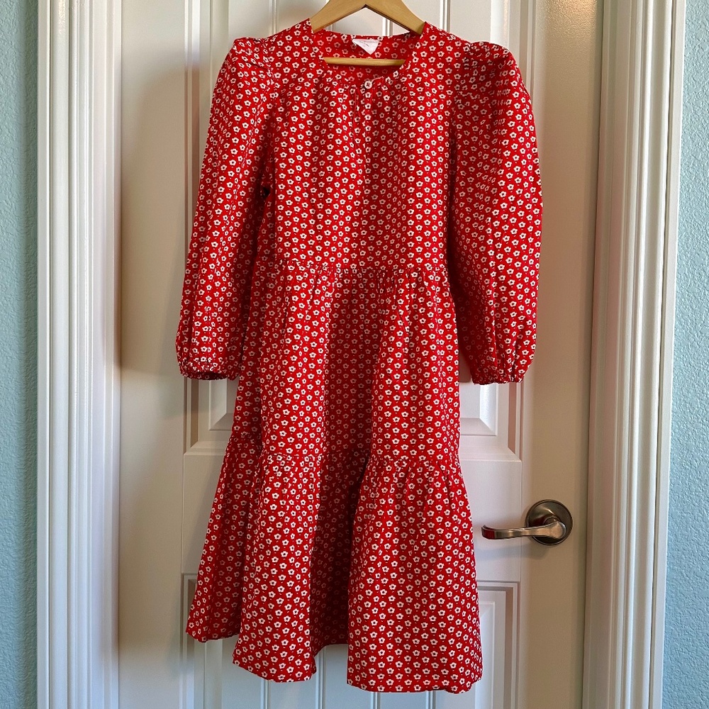 Crewcuts Red with Floral pattern dress size 10 NWT